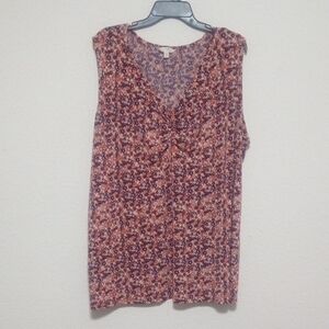 Terra & Sky Sleeveless Floral Top -pink  and Orange